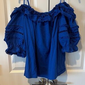 Lilly Pulitzer Royal Blue Off-Shoulder Blouse